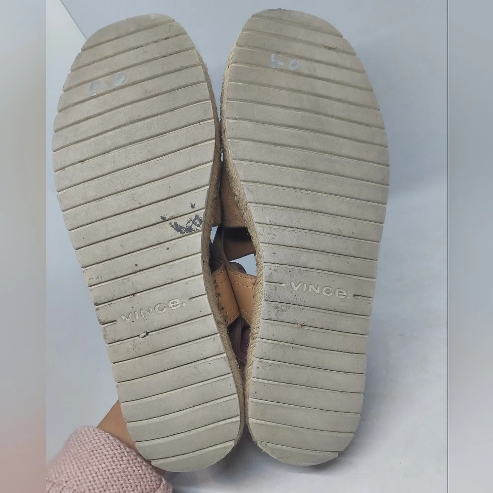 Vince Elian Sandals Leather Suede Woven Espadrille Casual Womens Size 9.5M